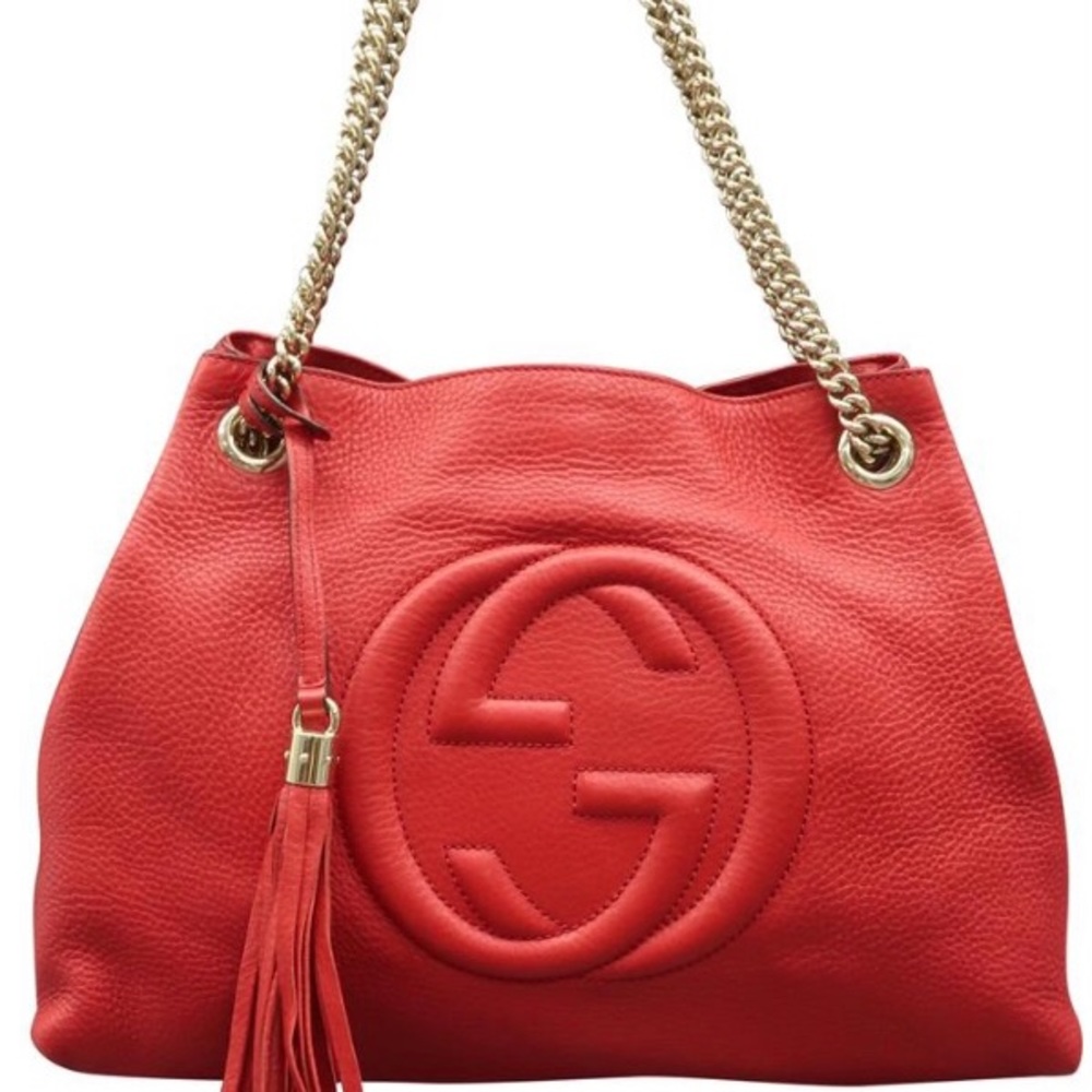 Gucci Soho chain medium red calfskin leather tote